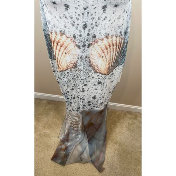 Di Petsa Sea Foam Strapless Printed Mesh Maxi Dress Size XL - Picture 6 of 8